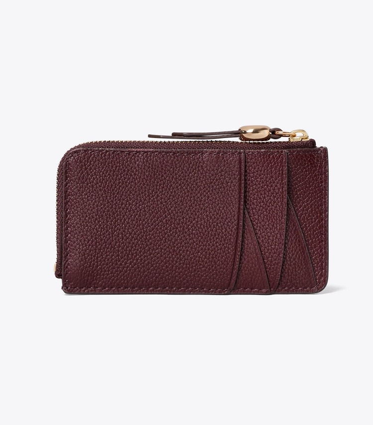 Tory Burch designer card cases Romy Zip Card Case in Dark Carmine back