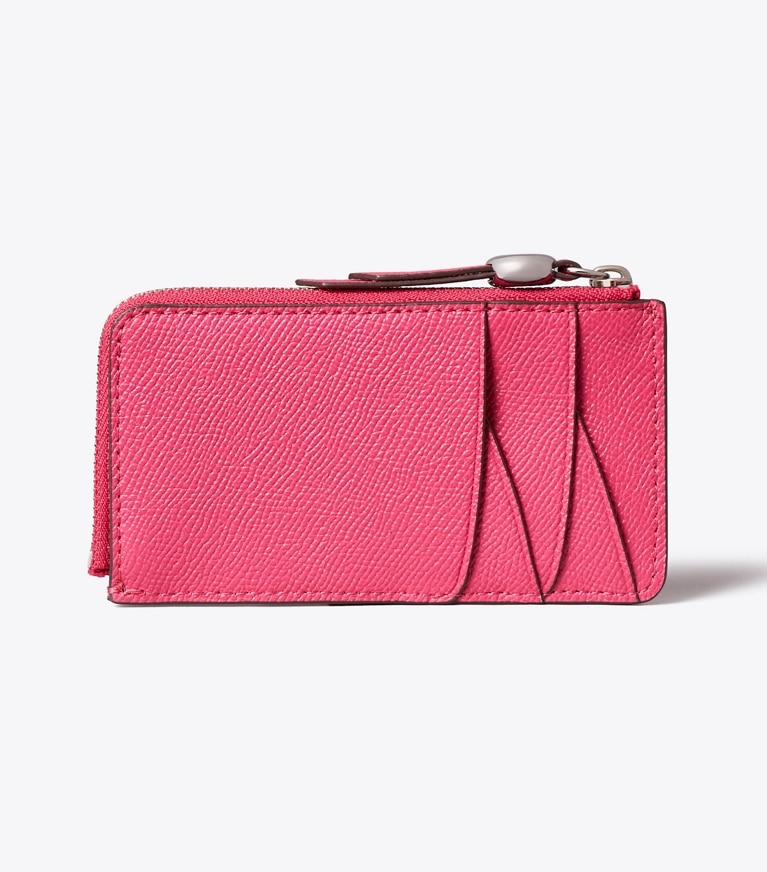 Tory Burch designer card cases Romy Zip Card Case in Bright Pink back