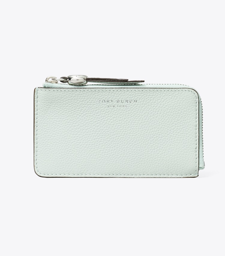 Tory Burch designer card cases Romy Zip Card Case in Light Green front