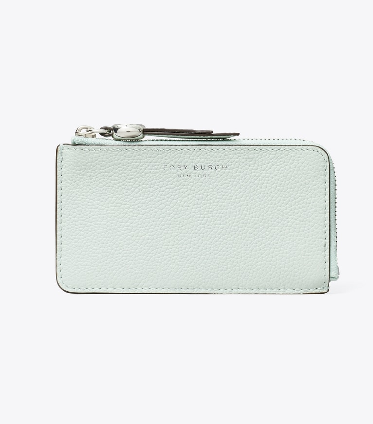 Tory Burch designer card cases Romy Zip Card Case in Light Green front
