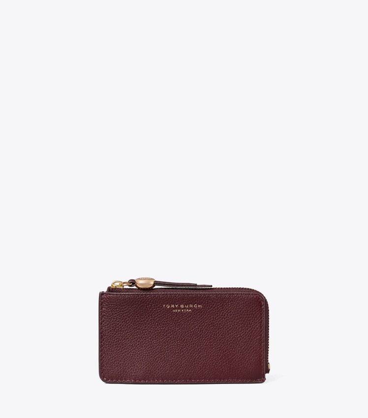 Tory Burch Romy Zip Card Case — Dark Carmine