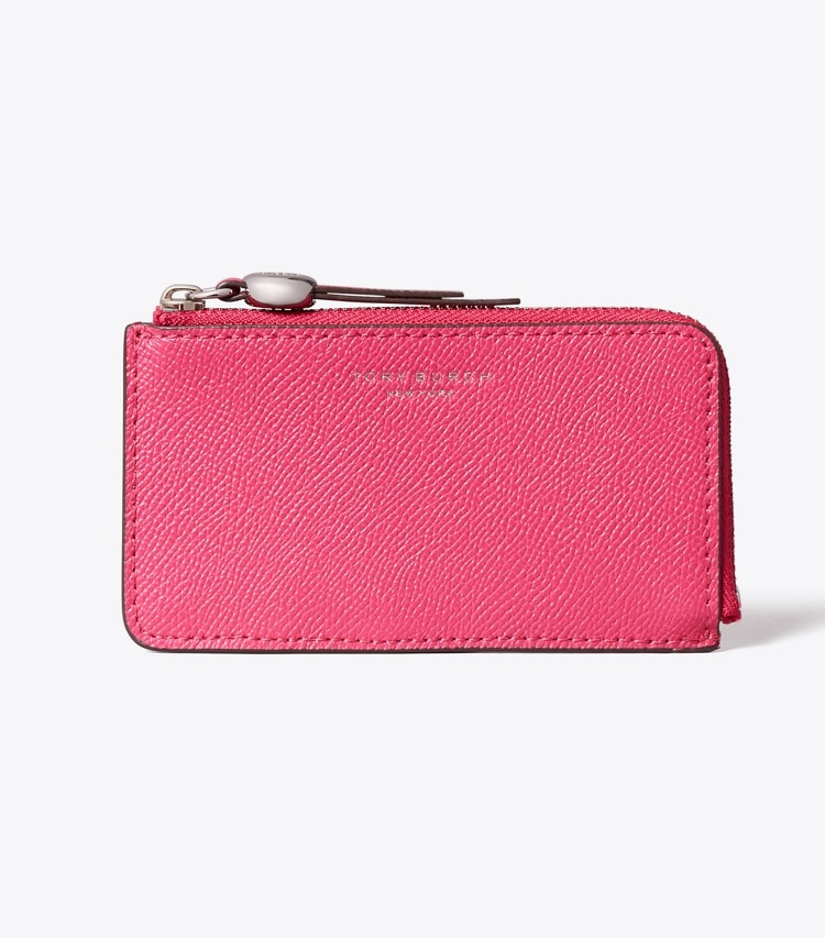 Tory Burch designer card cases Romy Zip Card Case in Bright Pink front
