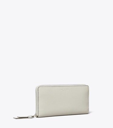 Tory Burch designer 財布 ロミー ジップ コンチネンタル ウォレット in Ash Cloud angle