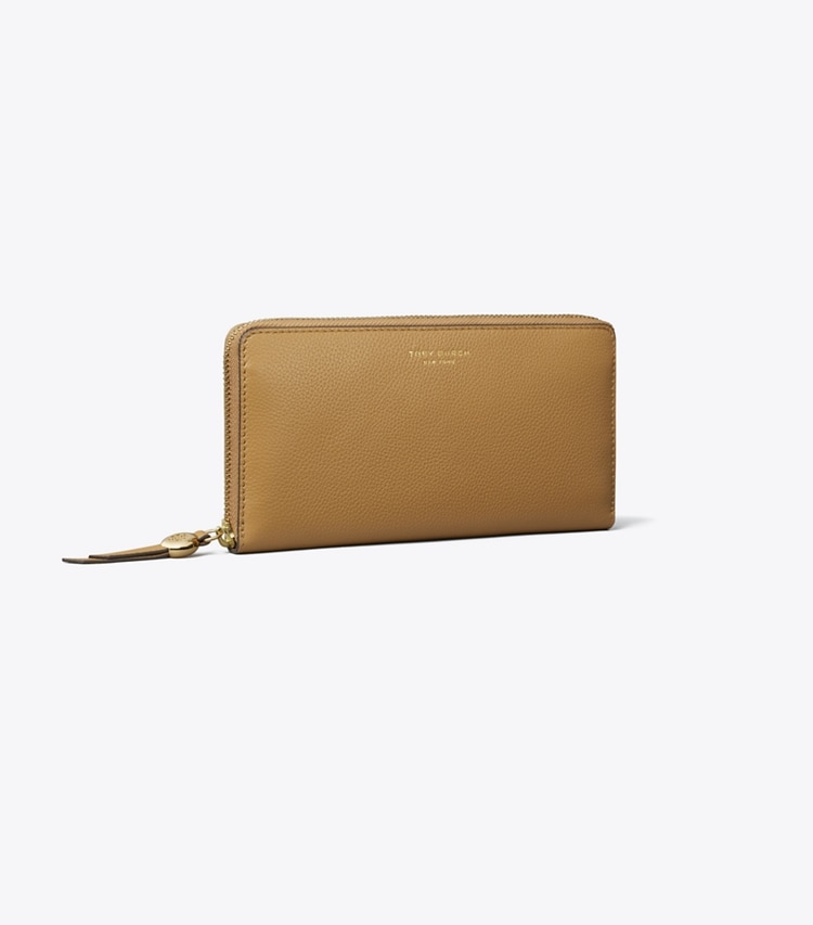 Tory Burch designer wallets Romy Zip Continental Wallet in Tiramisu angle