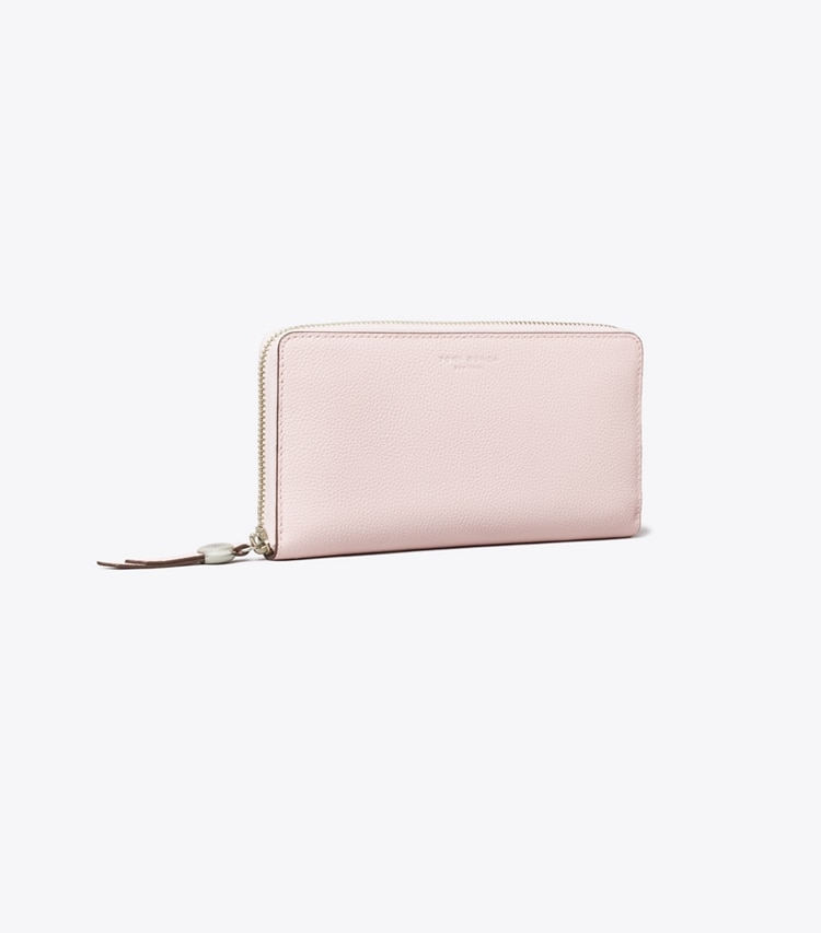 Tory Burch designer wallets Romy Zip Continental Wallet in Rose Mist angle