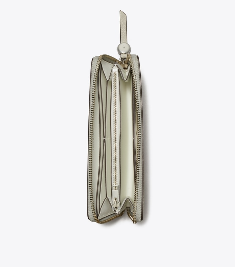 Tory Burch designer wallets Romy Zip Continental Wallet in Dove Gray overhead