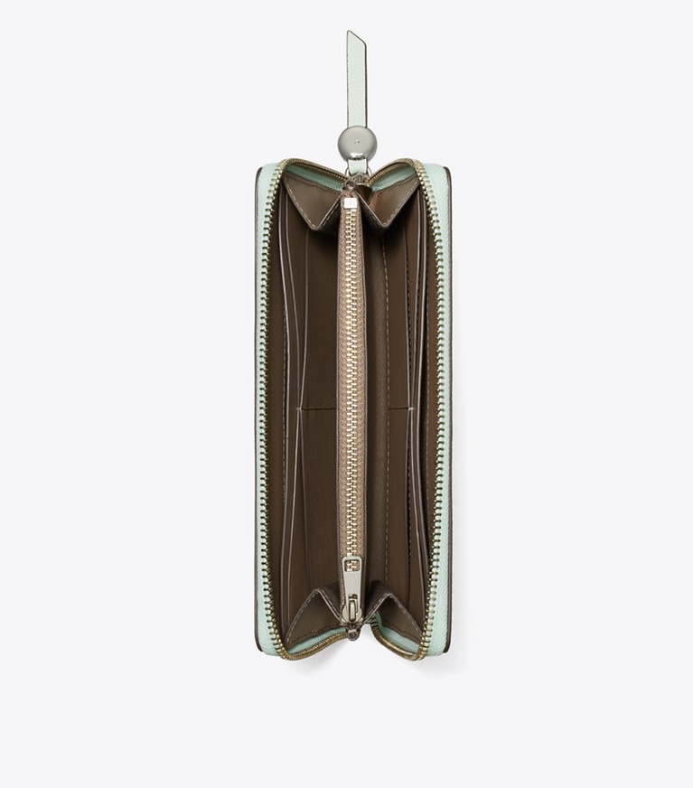 Tory Burch designer 財布 ロミー ジップ コンチネンタル ウォレット in Chill Mint オーバーヘッド