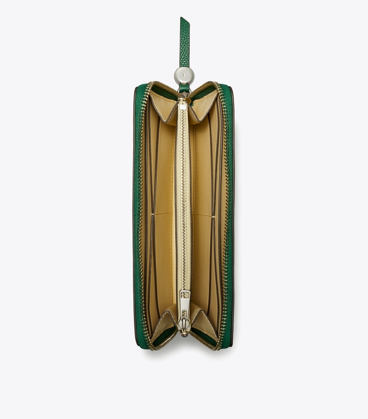 Tory Burch designer wallets Romy Zip Continental Wallet in Dark Kale overhead