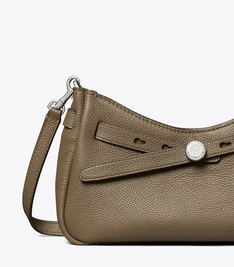Tory Burch designer crossbody bags Romy Zip Top Crossbody in Wild Mushroom angle