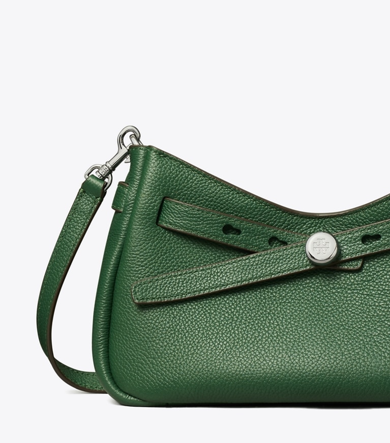 Tory Burch designer crossbody bags Romy Zip Top Crossbody in Dark Kale angle