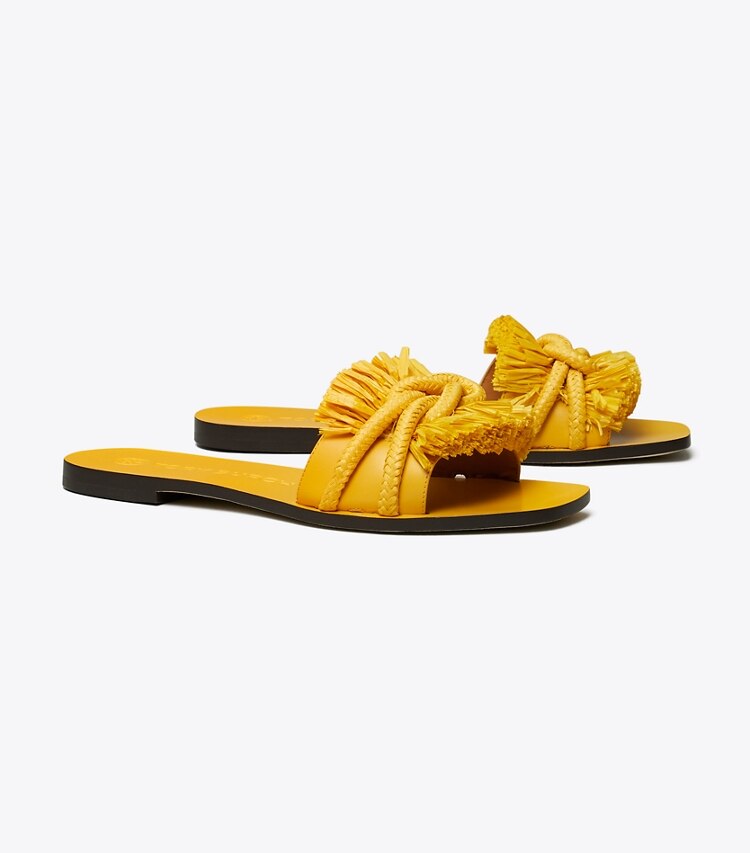 Tory Burch designer sandals Rope Flat Slide in Golden Crest / Golden Crest angle
