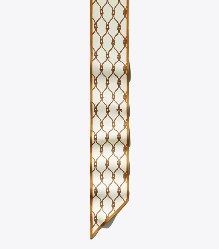 Tory Burch designer scarves Rope Ribbon Tie in Rope Brown overhead