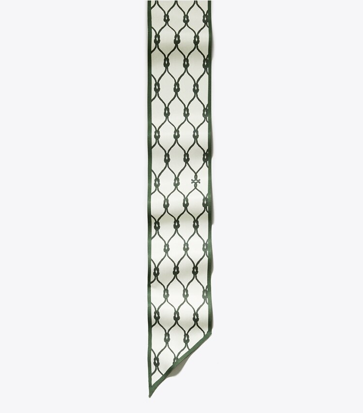 Tory Burch designer scarves Rope Ribbon Tie in Rope Green detail