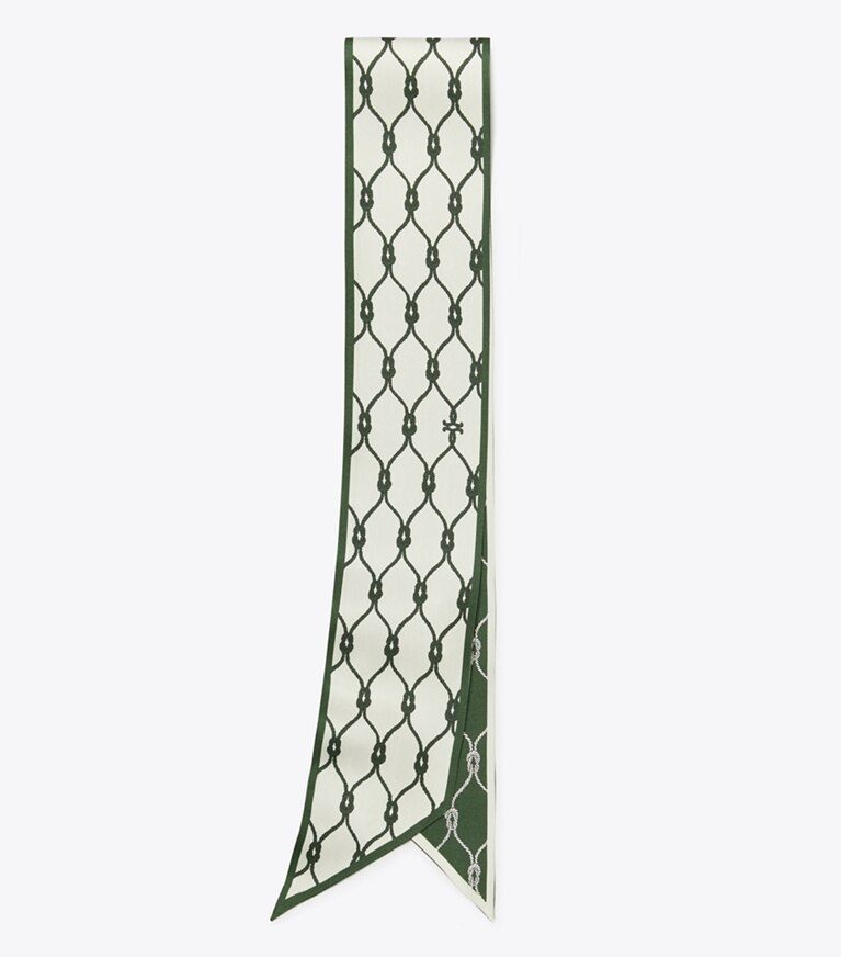 Tory Burch designer scarves Rope Ribbon Tie in Rope Green overhead