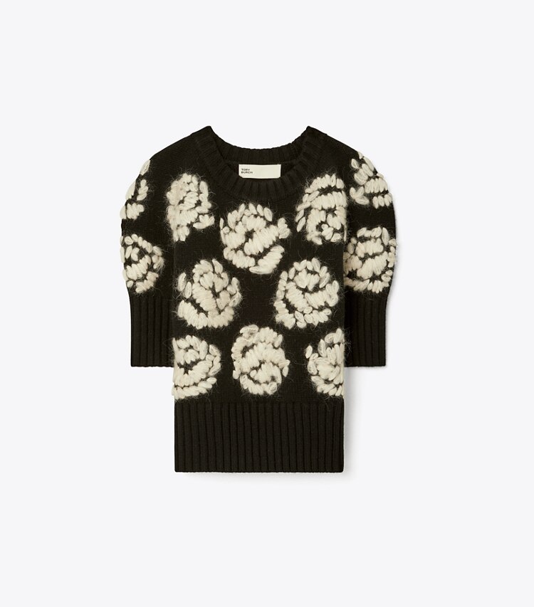 Tory Burch designer sweaters Rose-Embroidered Sweater in Black front