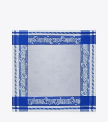 Tory Burch designer linens Rose Jacquard Napkin, Set Of 4 in Blue front