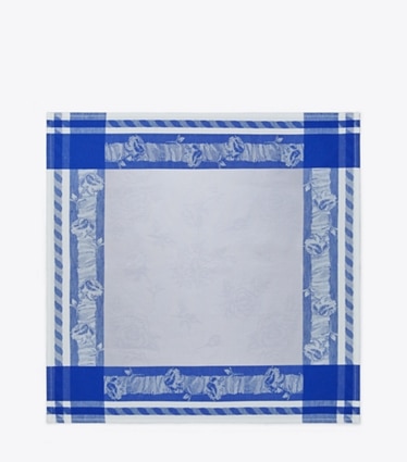 Tory Burch designer linens Rose Jacquard Napkin, Set Of 4 in Blue front