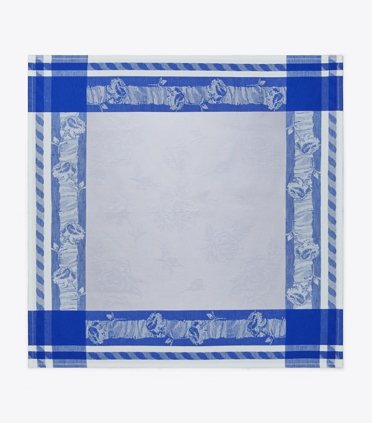 Tory Burch designer linens Rose Jacquard Napkin, Set Of 4 in Blue front