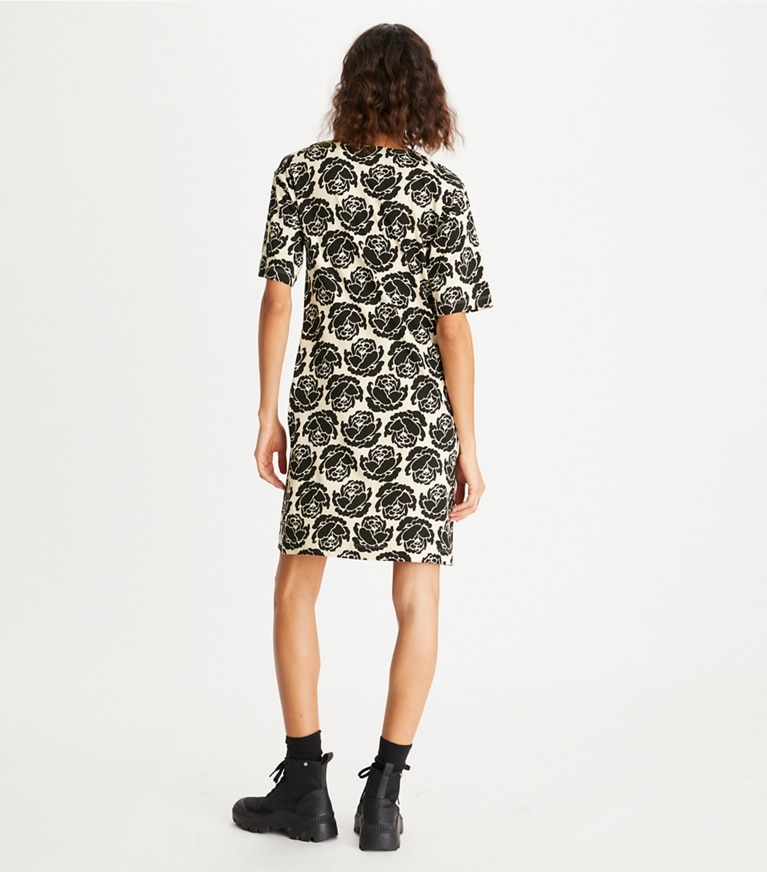 Tory Burch designer dresses Rose T-Shirt Dress in Black front