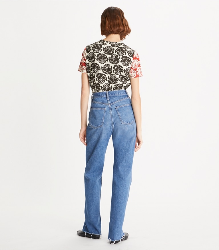 Tory Burch designer tops Rose T-Shirt in Multi Patchwork front