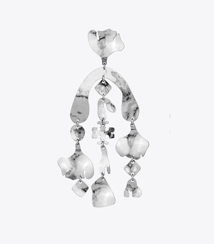 Tory Burch designer earrings Roxanne Cascade Earring in Antique Tory Silver detail