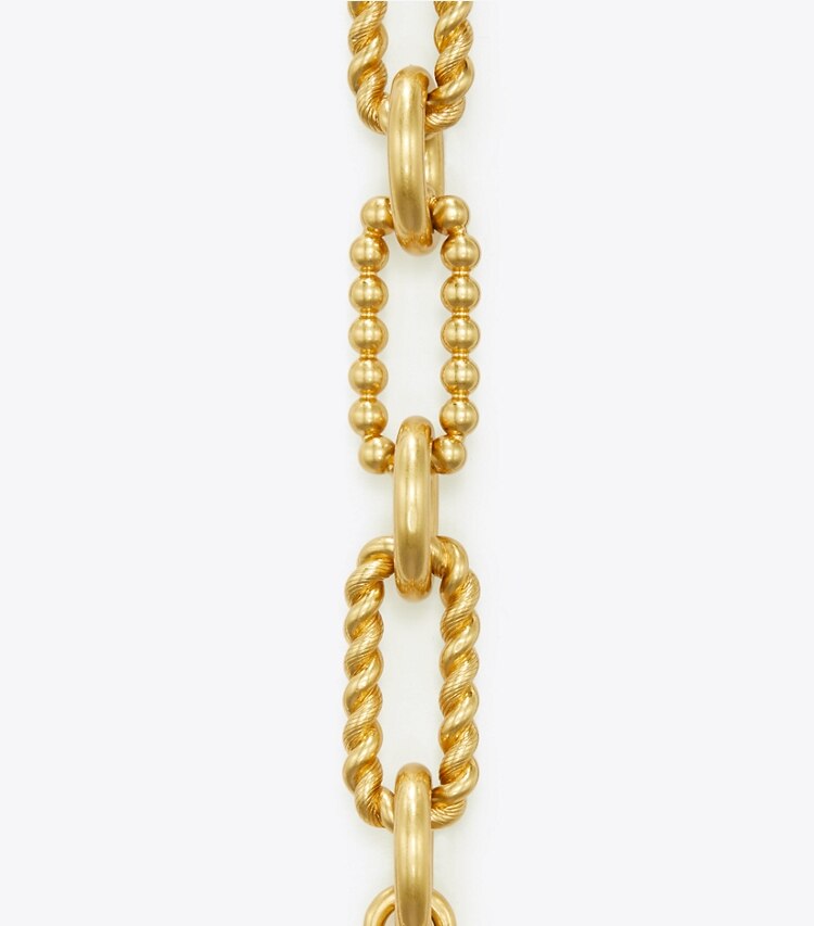 Tory Burch designer necklaces Roxanne Chain Beaded Rope Necklace in Rolled Tory Gold detail