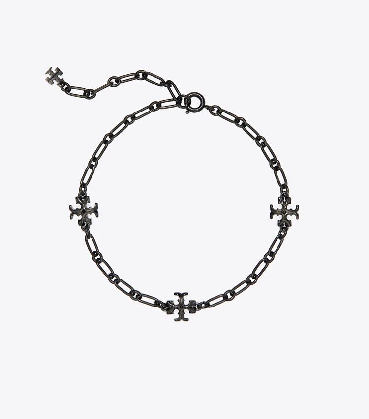 Tory Burch designer bracelets Roxanne Chain Delicate Bracelet in Black / Black front