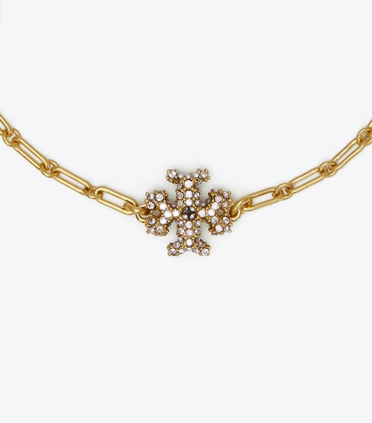 Tory Burch designer bracelets Roxanne Chain Pavé Delicate Bracelet in Rolled Tory Gold / Crystal detail