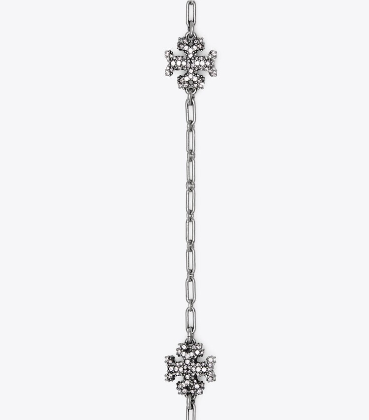 Tory Burch designer necklaces Roxanne Chain Pavé Delicate Necklace in Antique Pewter / Crystal detail