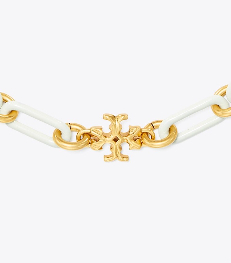 Tory Burch designer necklaces Roxanne Chain Short Necklace in Rolled Tory Gold / New Ivory detail