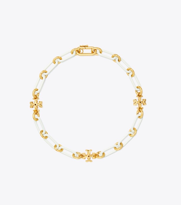 Tory Burch designer necklaces Roxanne Chain Short Necklace in Rolled Tory Gold / New Ivory front
