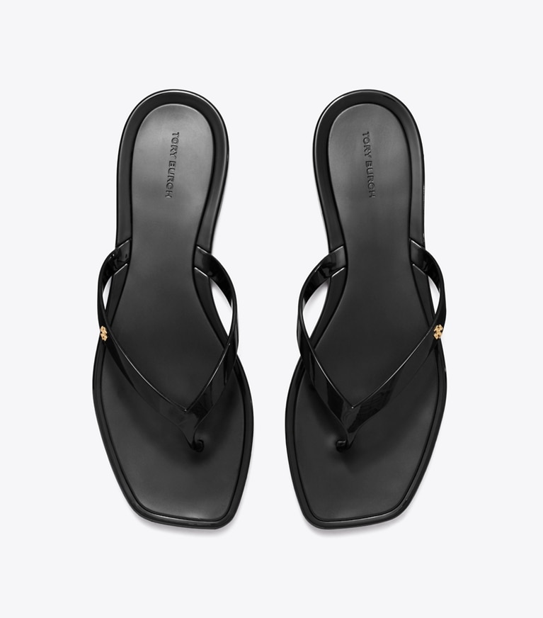 Tory Burch designer sandals Roxanne Flip-Flop in PERFECT BLACK angle