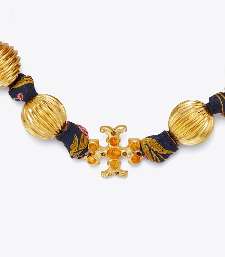 Tory Burch designer necklaces Roxanne Fluted Necklace in Rolled Gold / Multi detail