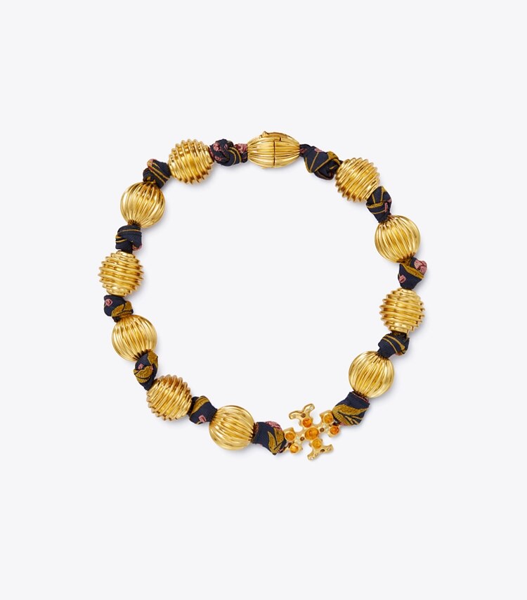 Tory Burch designer necklaces Roxanne Fluted Necklace in Rolled Gold / Multi front