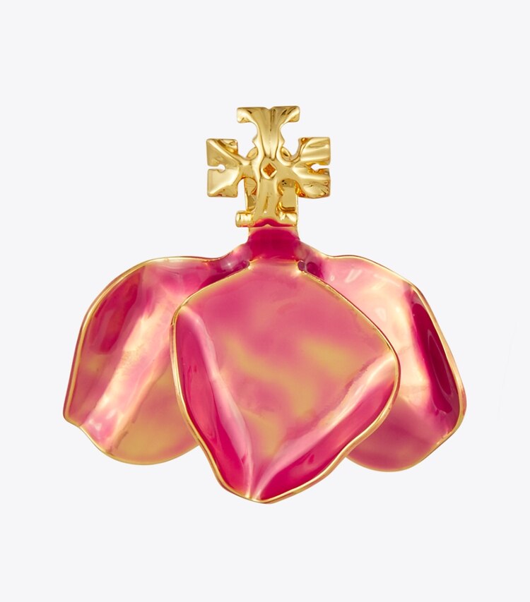 Tory Burch designer earrings Roxanne Front-Back Earring in GOLD / Pink detail