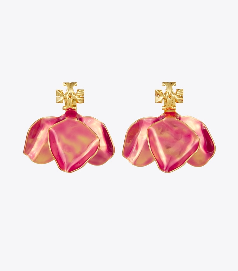Tory Burch designer earrings Roxanne Front-Back Earring in GOLD / Pink front