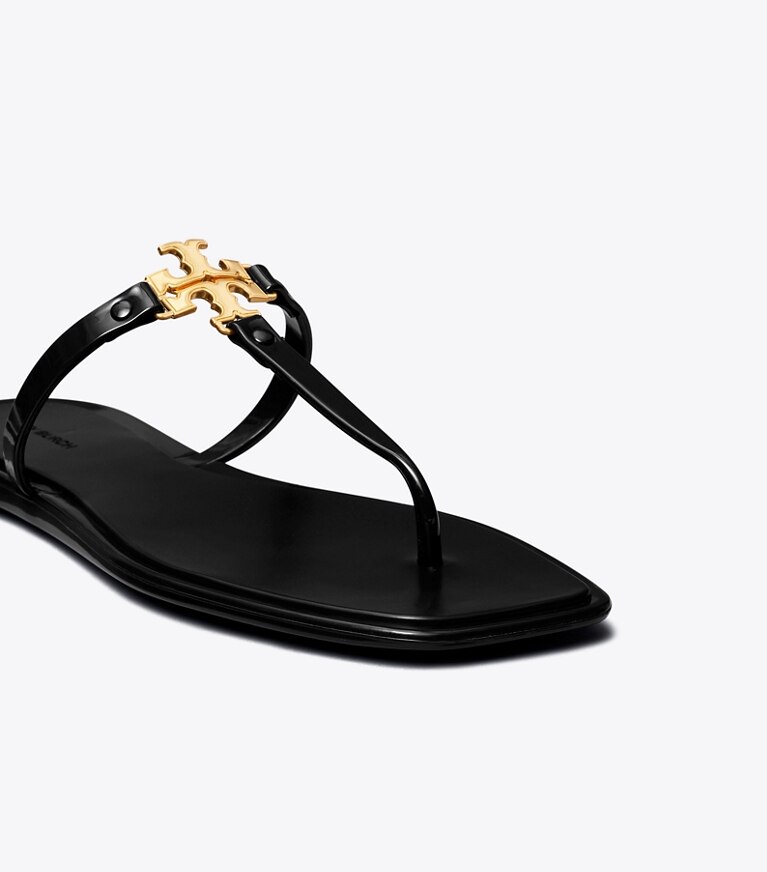 Tory Burch designer sandali Roxanne Jelly in PERFECT BLACK / GOLD angle