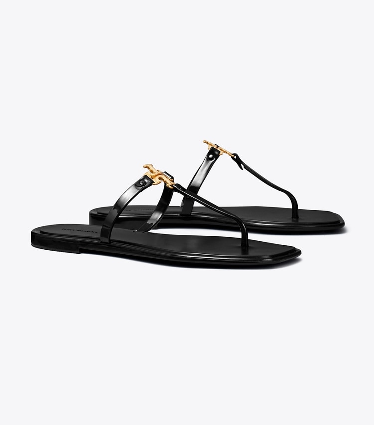 Tory Burch designer sandals Roxanne Jelly Sandal in PERFECT BLACK / GOLD angle
