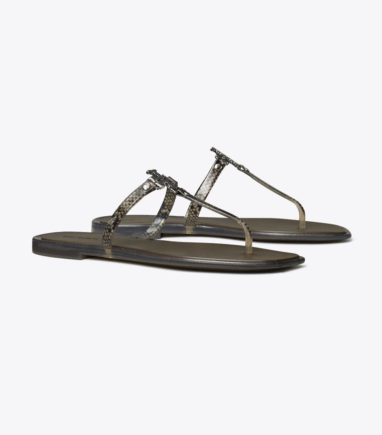 Tory Burch designer sandals Roxanne Jelly Sandal in ASH BROWN / SILVER angle