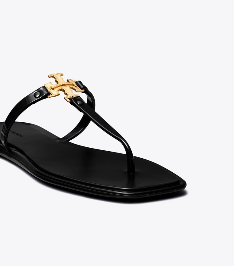 Tory Burch designer sandals Roxanne Jelly Sandal in PERFECT BLACK / GOLD angle