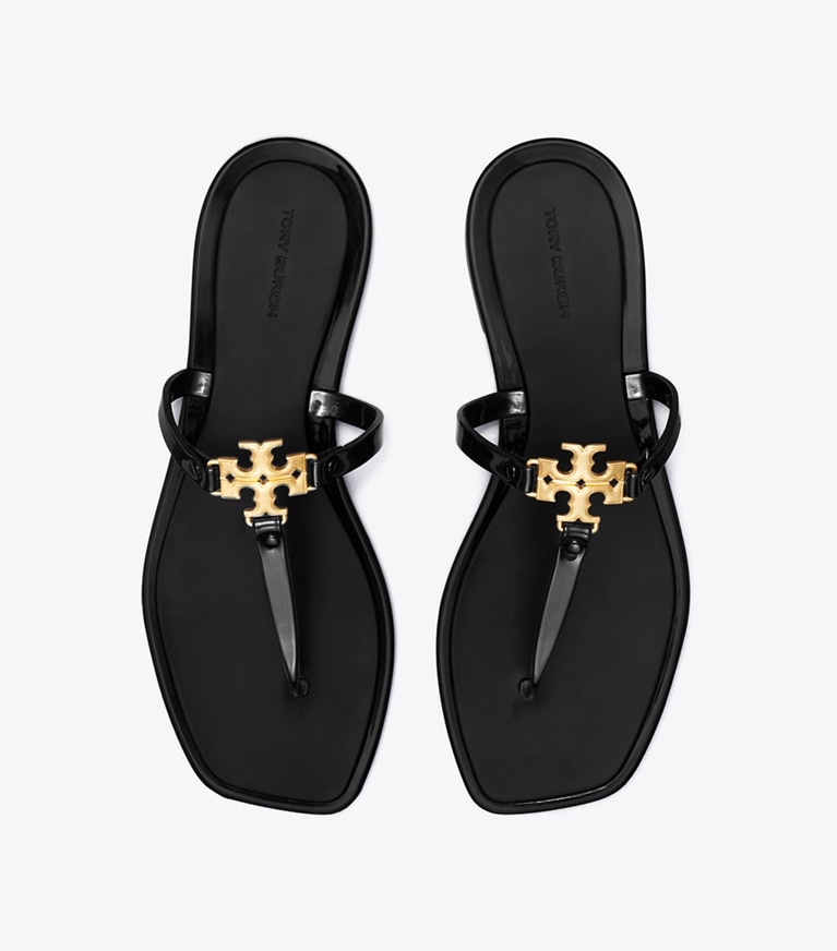 Tory Burch designer sandals Roxanne Jelly Sandal in PERFECT BLACK / GOLD angle