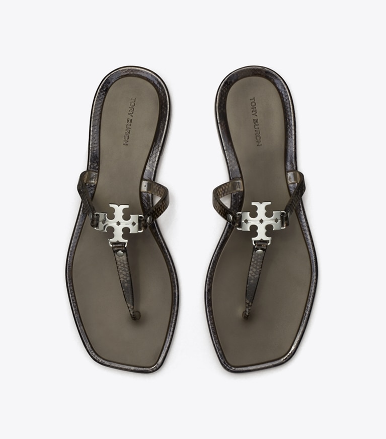 Tory Burch designer sandals Roxanne Jelly Sandal in ASH BROWN / SILVER angle