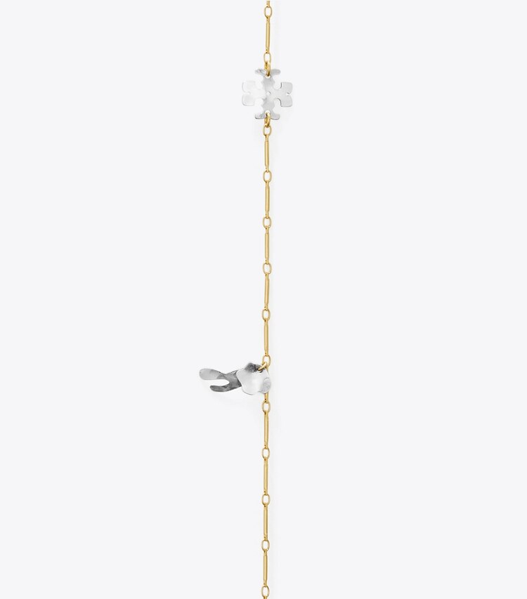 Tory Burch designer necklaces Roxanne Long Necklace in GOLD / Antique Tory Silver detail