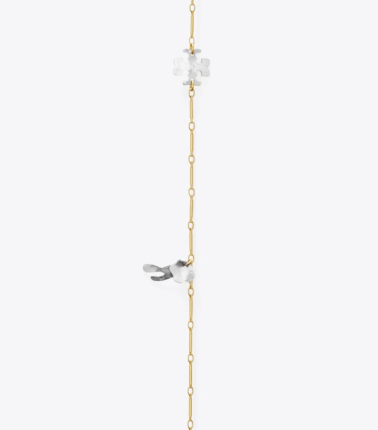 Tory Burch designer necklaces Roxanne Long Necklace in GOLD / Antique Tory Silver front