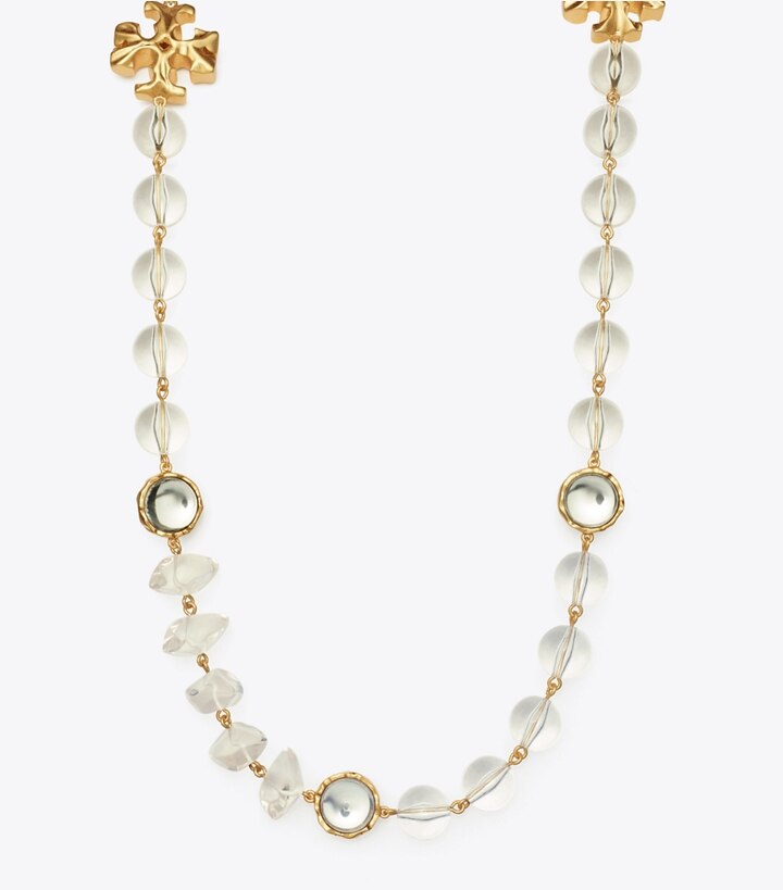 tory burch long gold necklace