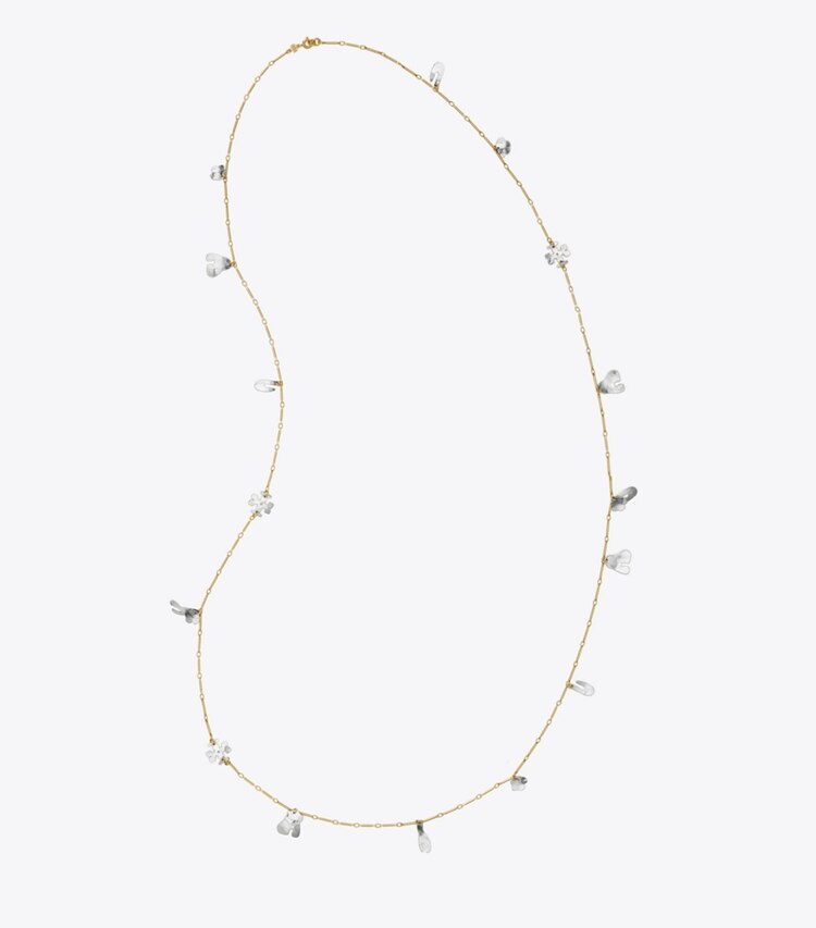 Tory Burch designer necklaces Roxanne Long Necklace in GOLD / Antique Tory Silver overhead