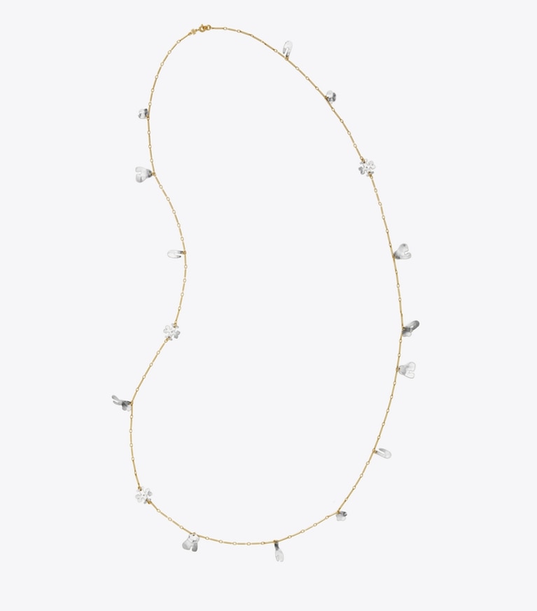 Tory Burch designer necklaces Roxanne Long Necklace in GOLD / Antique Tory Silver front