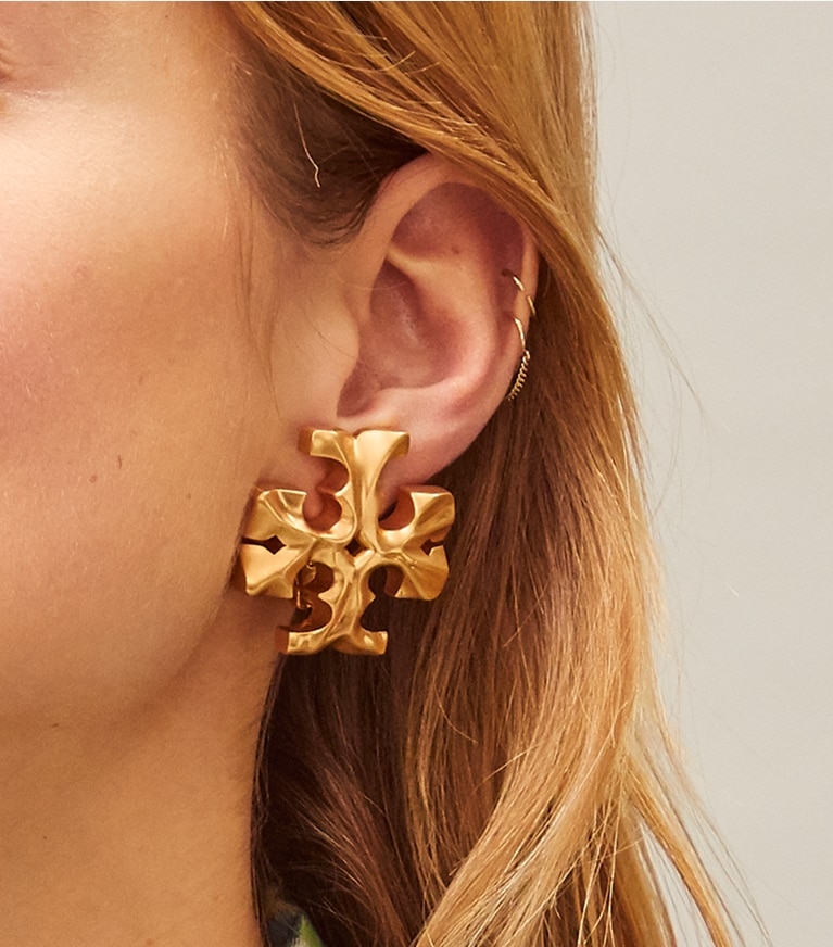 Tory Burch designer ohrringe Roxanne Ohrclip in Rolled Brass front