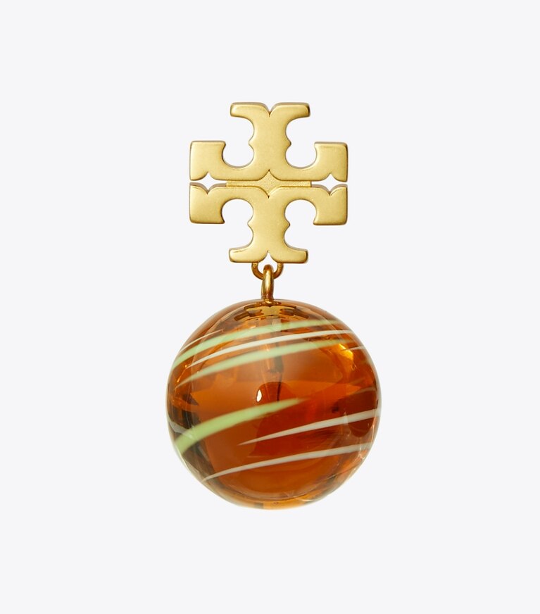 Tory Burch designer earrings Roxanne Small Drop Earring in Rolled Gold / Orange / Multi front
