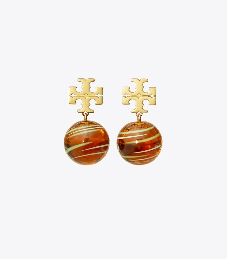 Tory Burch designer earrings Roxanne Small Drop Earring in Rolled Gold / Orange / Multi front